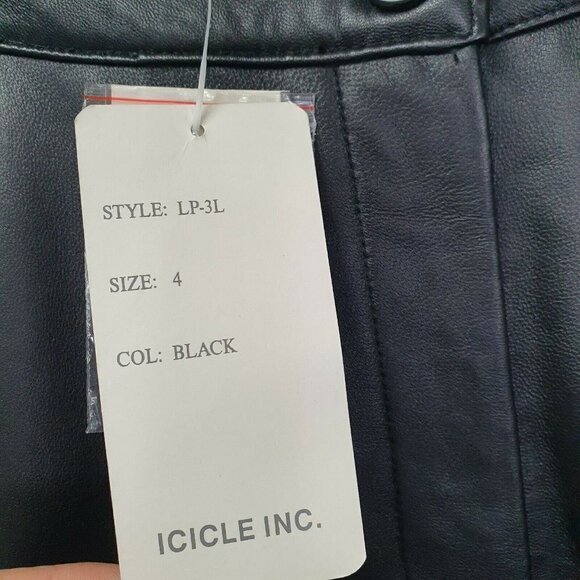 NEW Icicle Size 4 Black Leather Lined Pants $198 - Picture 7 of 9
